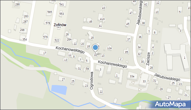 Grybów, Kochanowskiego Jana, 12, mapa Grybów
