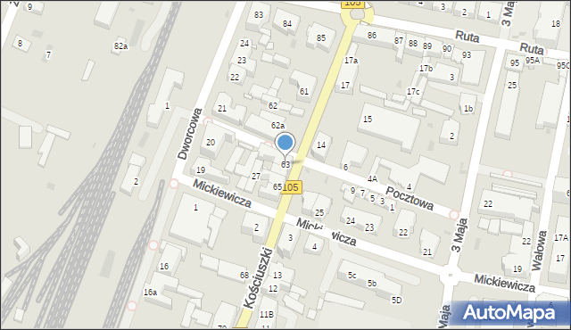 Gryfice, Kościuszki Tadeusza, gen., 63, mapa Gryfice