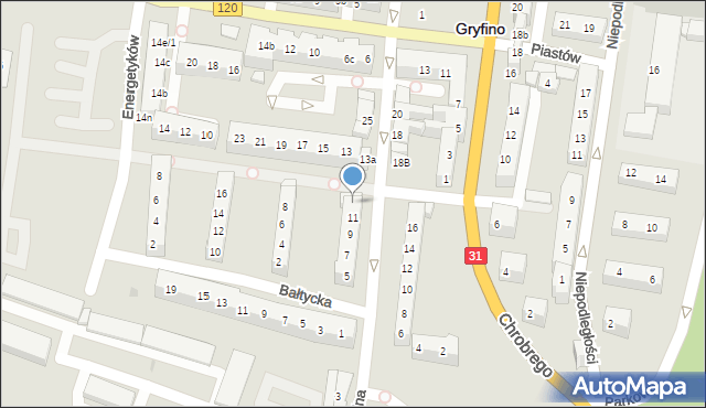 Gryfino, Kościelna, 11a, mapa Gryfino