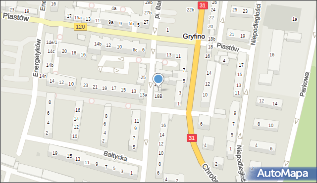 Gryfino, Kościelna, 18A, mapa Gryfino