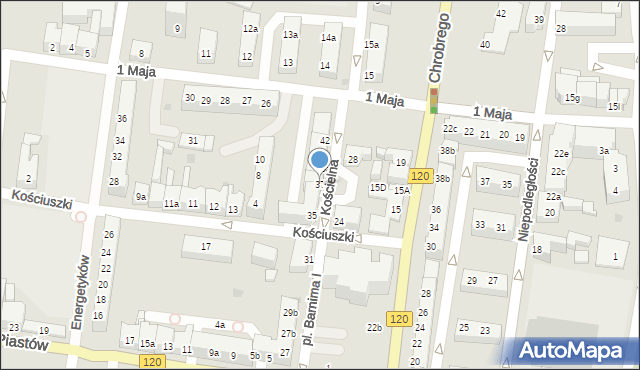 Gryfino, Kościelna, 37, mapa Gryfino