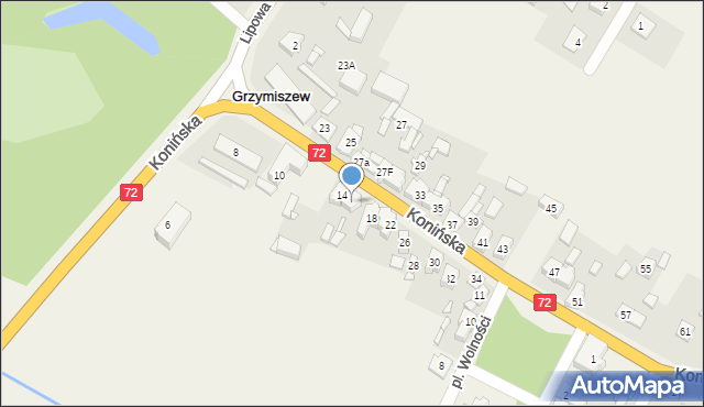 Grzymiszew, Konińska, 16, mapa Grzymiszew