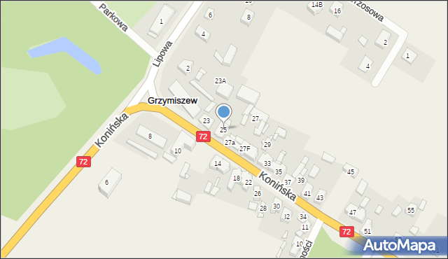 Grzymiszew, Konińska, 25, mapa Grzymiszew