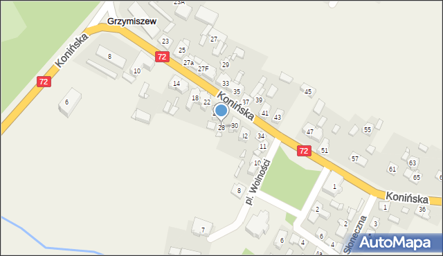 Grzymiszew, Konińska, 28, mapa Grzymiszew