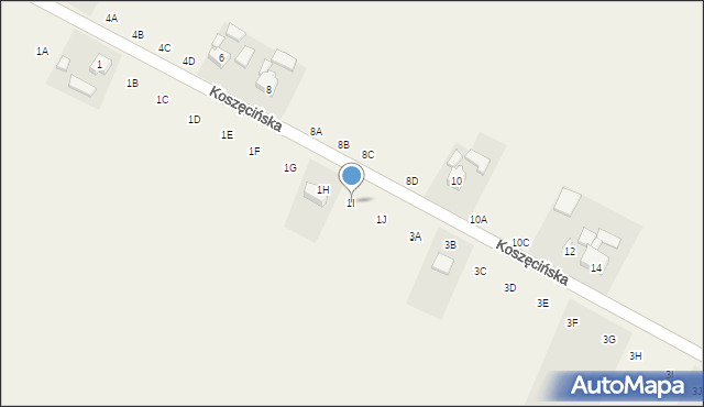 Hadra, Koszęcińska, 1I, mapa Hadra