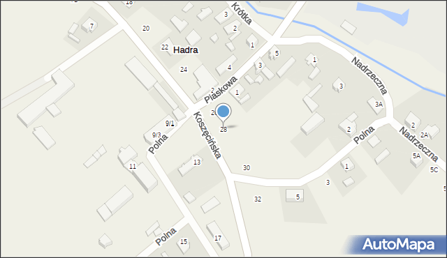 Hadra, Koszęcińska, 28, mapa Hadra