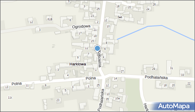 Harklowa, Kościelna, 5, mapa Harklowa