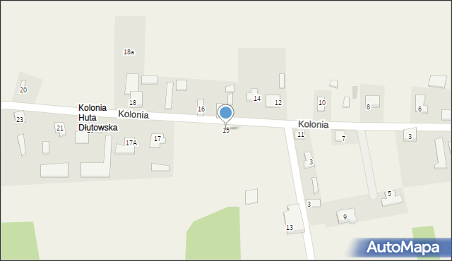 Huta Dłutowska, Kolonia, 15, mapa Huta Dłutowska