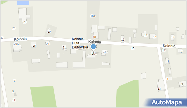 Huta Dłutowska, Kolonia, 17A, mapa Huta Dłutowska