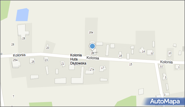 Huta Dłutowska, Kolonia, 18, mapa Huta Dłutowska