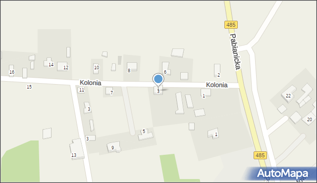 Huta Dłutowska, Kolonia, 3, mapa Huta Dłutowska