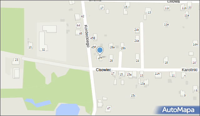 Imielin, Kordeckiego Augustyna, ks., 47f, mapa Imielin