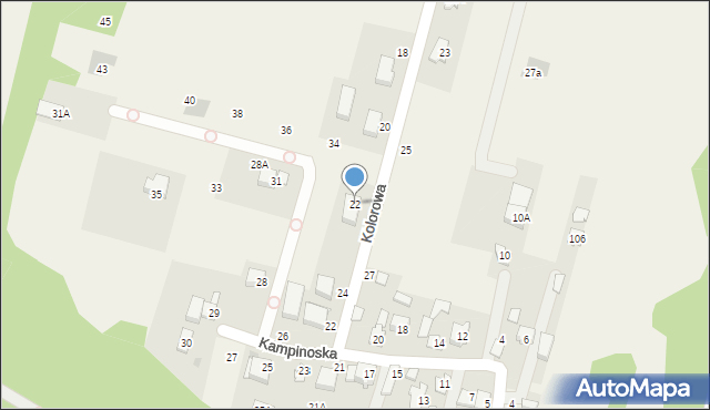 Izabelin-Dziekanówek, Kolorowa, 22, mapa Izabelin-Dziekanówek