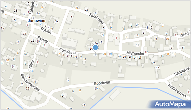 Janowiec, Kościelna, 9, mapa Janowiec