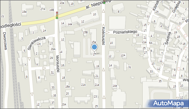 Jarocin, Kościuszki Tadeusza, gen., 17, mapa Jarocin