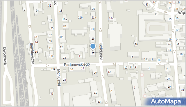 Jarocin, Kościuszki Tadeusza, gen., 27, mapa Jarocin