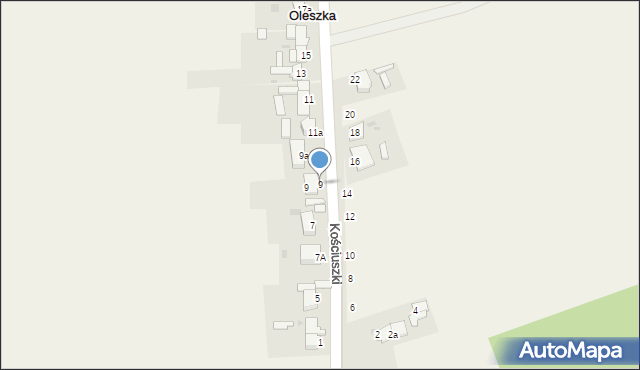 Jasiona, Kościuszki Tadeusza, gen., 9, mapa Jasiona