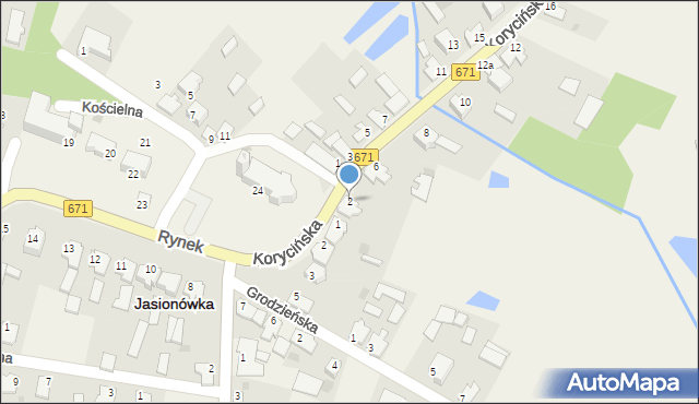 Jasionówka, Korycińska, 2, mapa Jasionówka