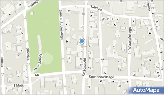 Jasło, Kościuszki Tadeusza, gen., 24, mapa Jasła