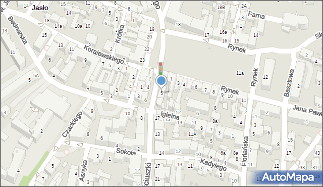 Jasło, Kościuszki Tadeusza, gen., 5, mapa Jasła