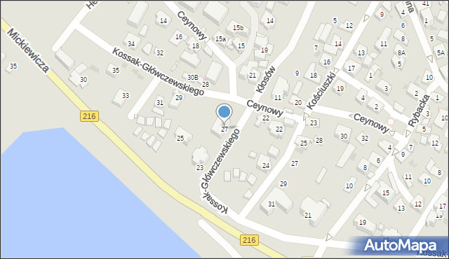 Jastarnia, Kossak-Główczewskiego Wojciecha, ks., 27, mapa Jastarnia