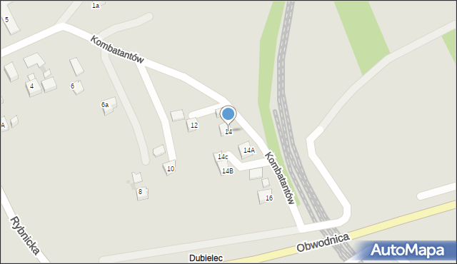 Jastrzębie-Zdrój, Kombatantów, 14, mapa Jastrzębie-Zdrój