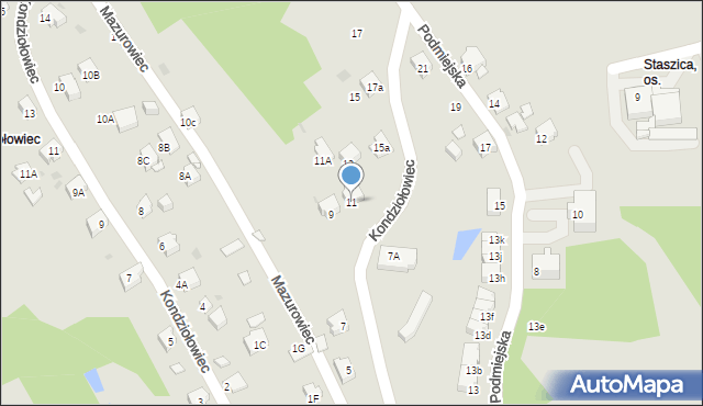 Jastrzębie-Zdrój, Kondziołowiec, 11, mapa Jastrzębie-Zdrój