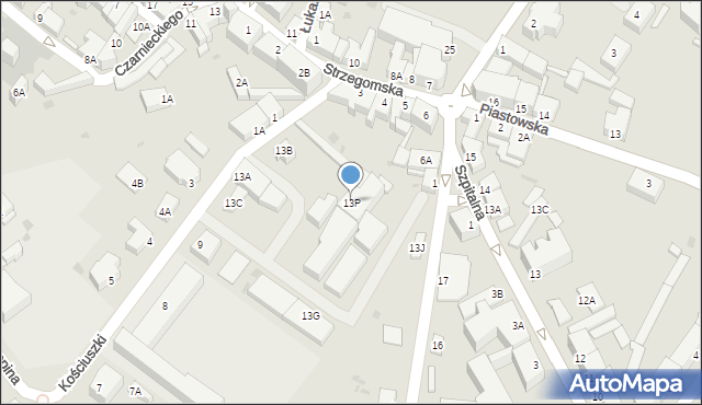 Jawor, Kościuszki Tadeusza, gen., 13P, mapa Jawor