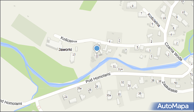 Jaworki, Kościelna, 11, mapa Jaworki