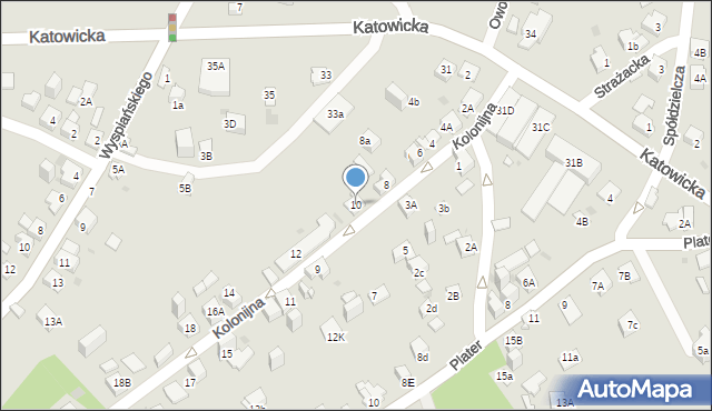 Jaworzno, Kolonijna, 10, mapa Jaworzno