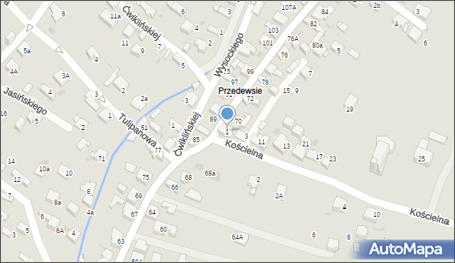 Jaworzno, Kościelna, 1, mapa Jaworzno