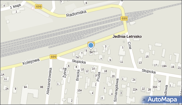 Jedlnia-Letnisko, Kolejowa, 5A, mapa Jedlnia-Letnisko