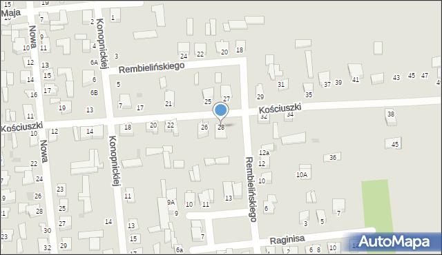 Jedwabne, Kościuszki Tadeusza, gen., 28, mapa Jedwabne