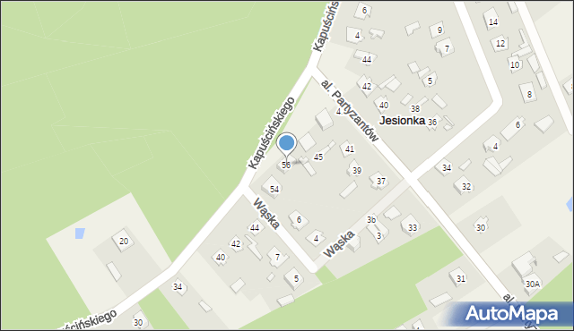 Jesionka, Kościelna, 56, mapa Jesionka