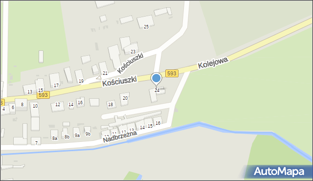 Jeziorany, Kościuszki Tadeusza, gen., 24, mapa Jeziorany