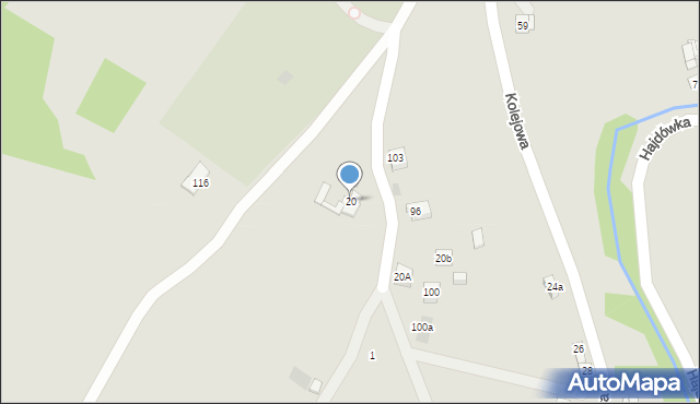 Jordanów, Kolejowa, 20, mapa Jordanów