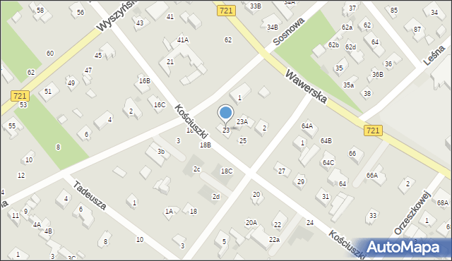 Józefów, Kościuszki Tadeusza, gen., 23, mapa Józefów