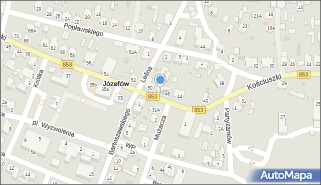 Józefów, Kościuszki Tadeusza, gen., 48, mapa Józefów