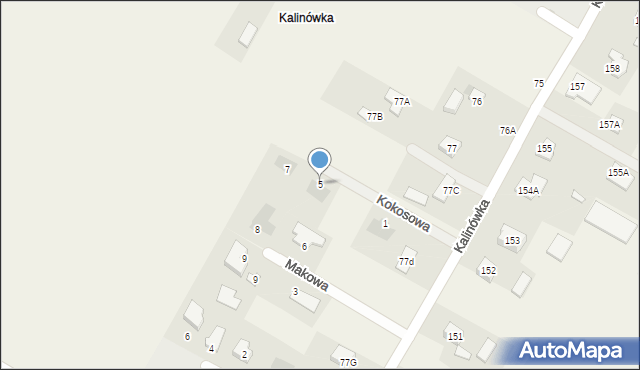 Kalinówka, Kokosowa, 5, mapa Kalinówka