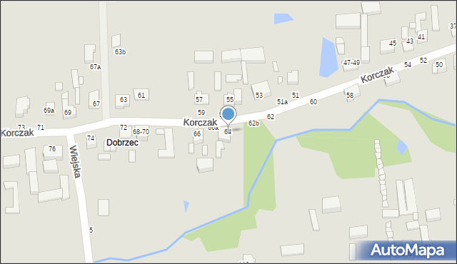 Kalisz, Korczak, 64, mapa Kalisza