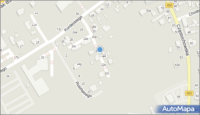 Kalisz, Kordeckiego Augustyna, ks., 24f, mapa Kalisza