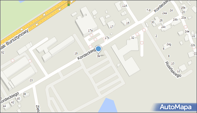 Kalisz, Kordeckiego Augustyna, ks., 34, mapa Kalisza