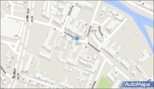 Kalisz, Kościuszki Tadeusza, gen., 18, mapa Kalisza
