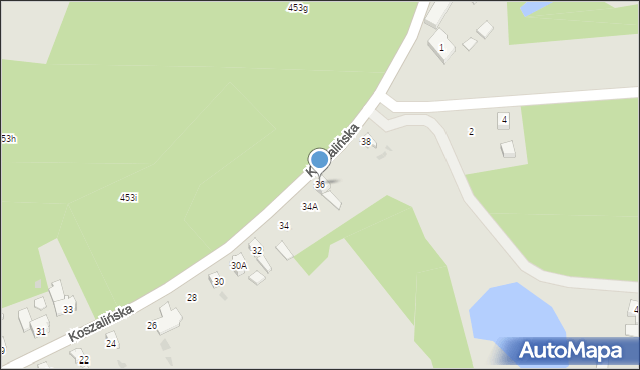 Kalisz Pomorski, Koszalińska, 36, mapa Kalisz Pomorski