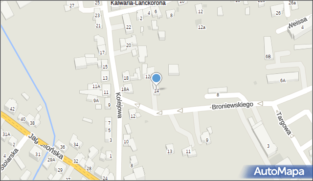 Kalwaria Zebrzydowska, Kolejowa, 14, mapa Kalwaria Zebrzydowska