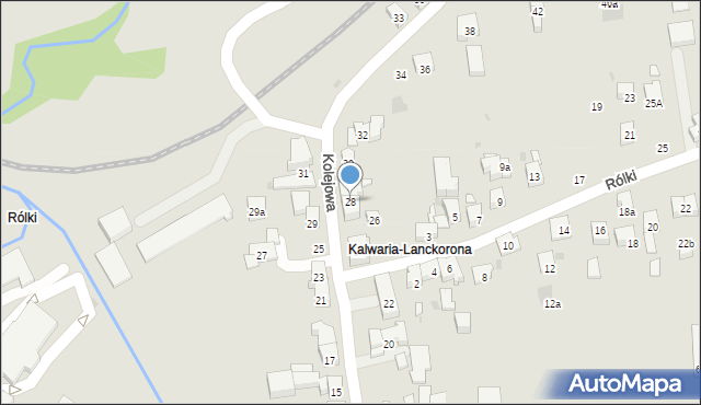 Kalwaria Zebrzydowska, Kolejowa, 28, mapa Kalwaria Zebrzydowska