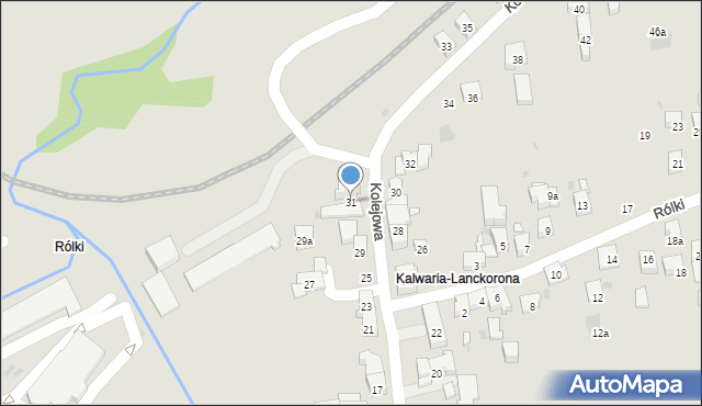 Kalwaria Zebrzydowska, Kolejowa, 31, mapa Kalwaria Zebrzydowska