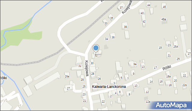 Kalwaria Zebrzydowska, Kolejowa, 32, mapa Kalwaria Zebrzydowska