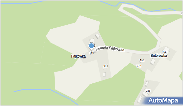 Kamesznica, Kolonia Fajkówka, 166, mapa Kamesznica