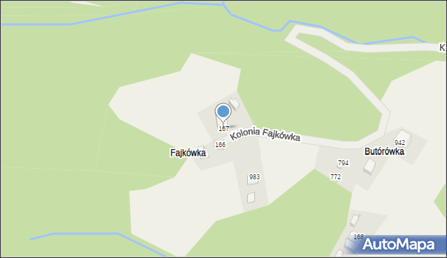 Kamesznica, Kolonia Fajkówka, 167, mapa Kamesznica
